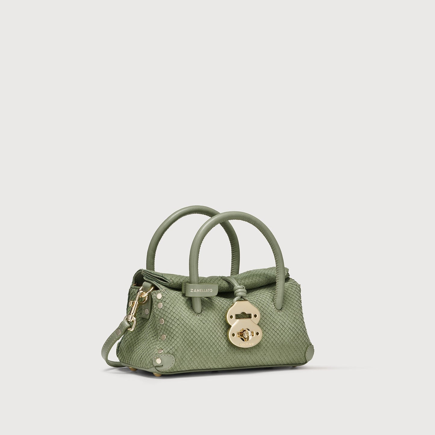 Borsa a Mano Savellini Vera Baby in Ecopelle Stampata — Verde Salvia