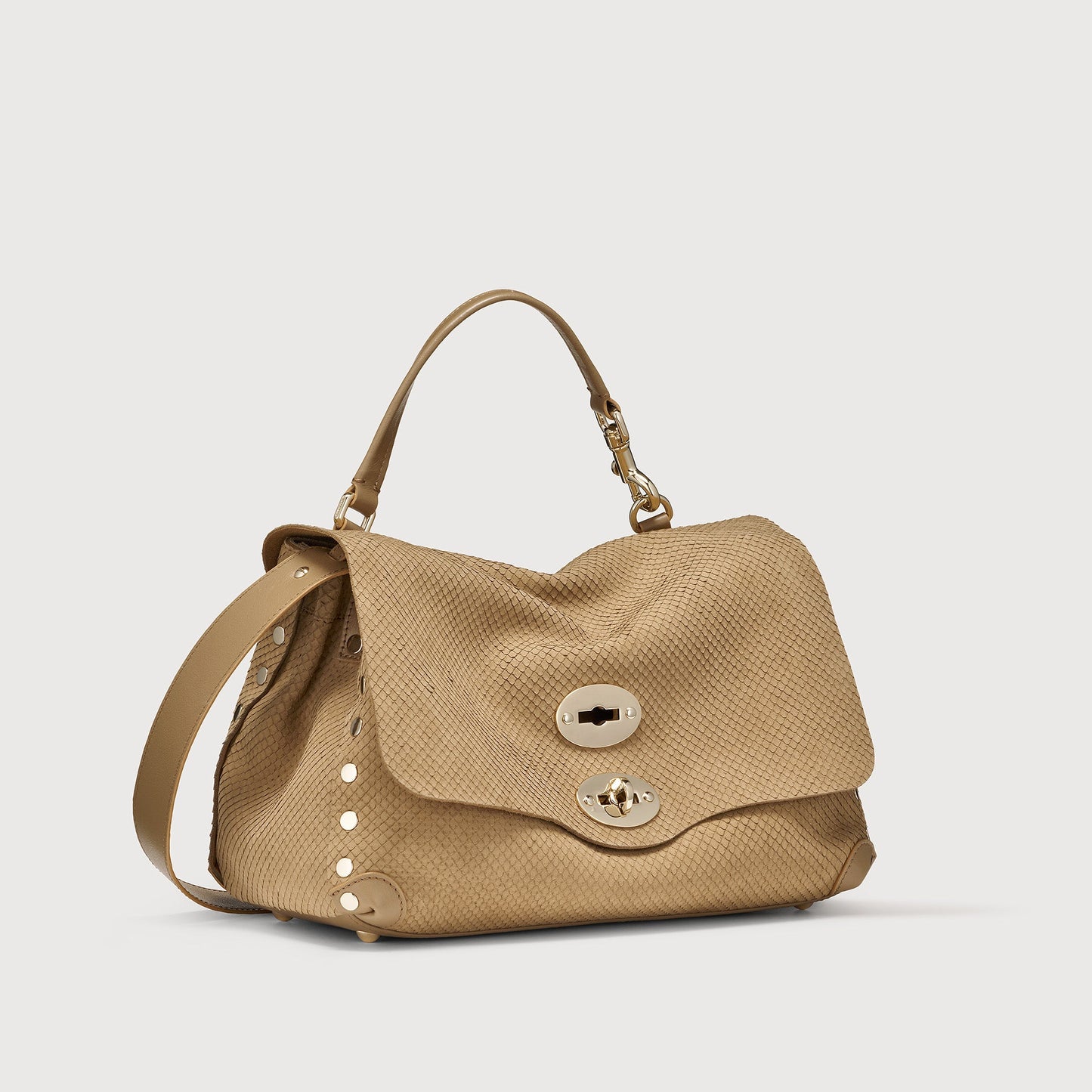 Borsa a Mano Savellini Aria Small in Ecopelle Stampata — Beige Sabbia