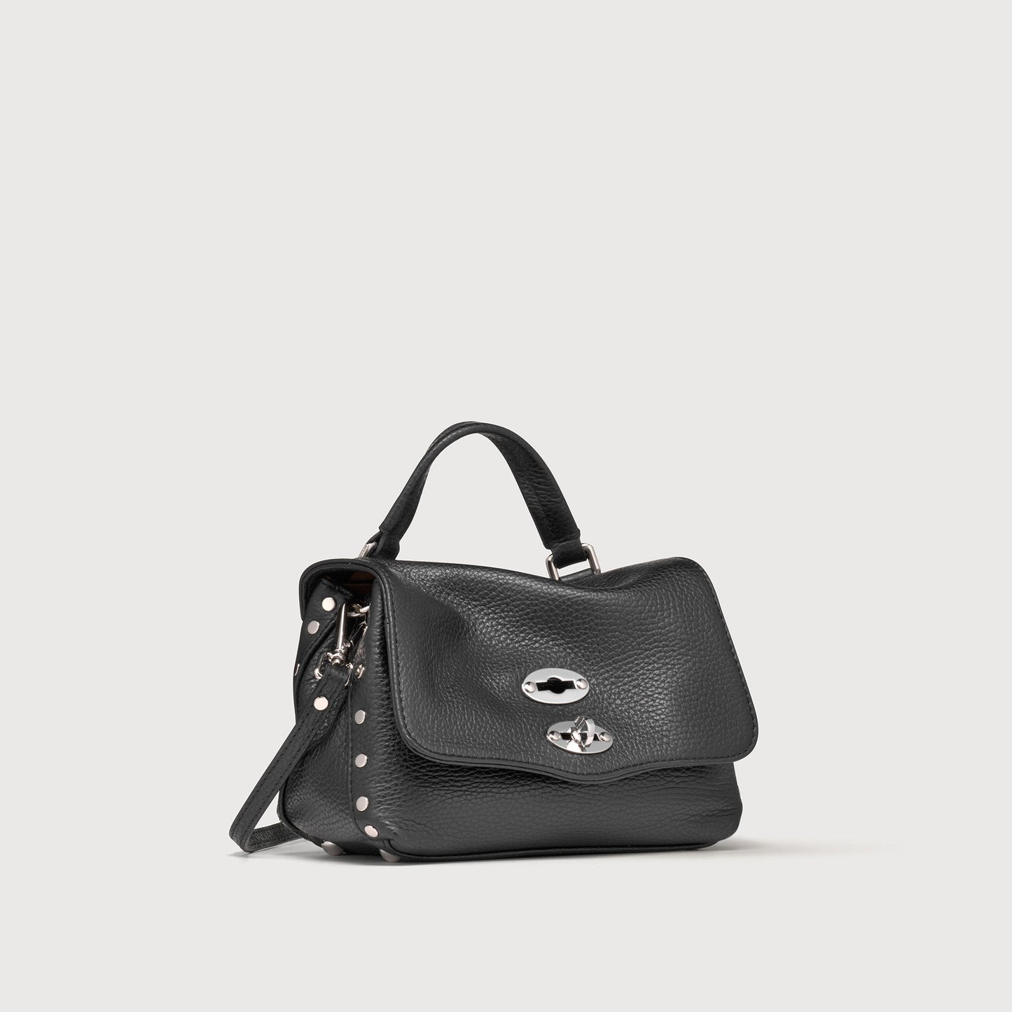 Borsa a Mano Savellini Aria Baby in Ecopelle Martellata — Nero