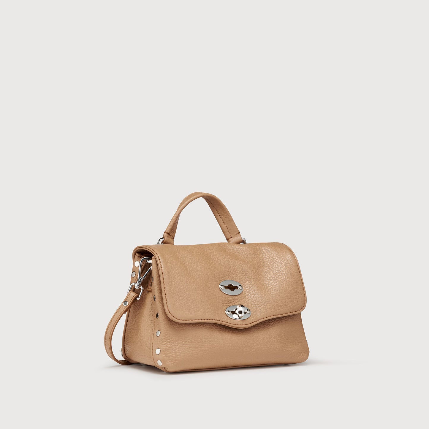 Borsa a Mano Savellini Aria Baby in Ecopelle Martellata — Marrone Biscotto