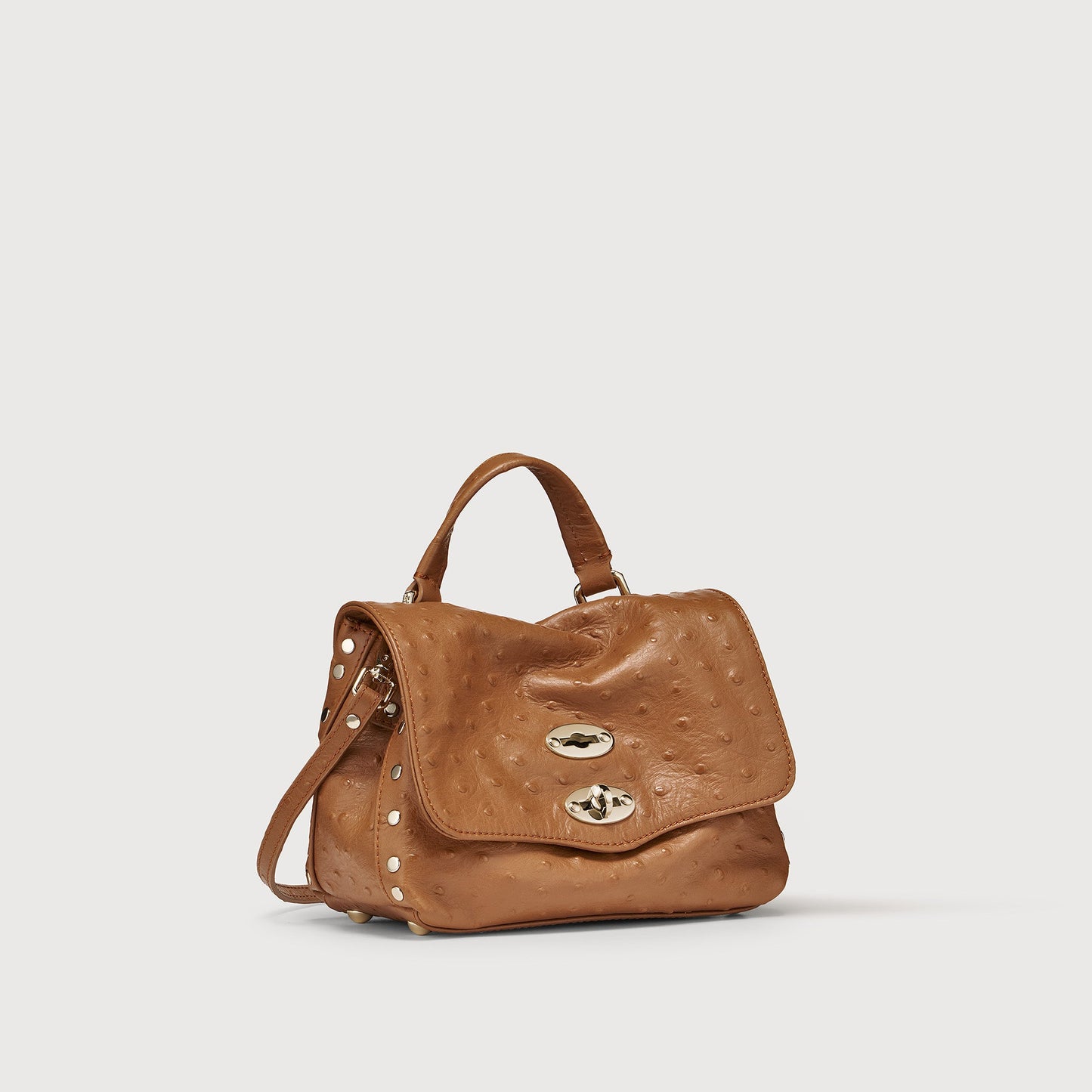 Borsa a Mano Savellini Aria Baby in Pelle di Cactus — Cuoio