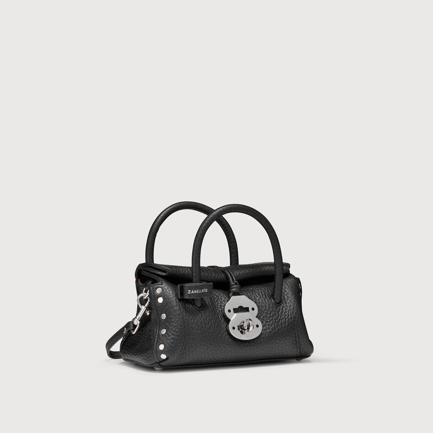 Borsa a Mano Savellini Vera Baby in Ecopelle Martellata — Nero