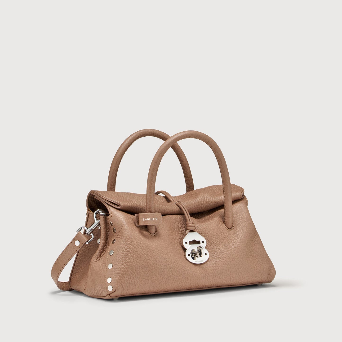 Borsa a Mano Savellini Vera Small in Ecopelle Martellata — Marrone Castagna