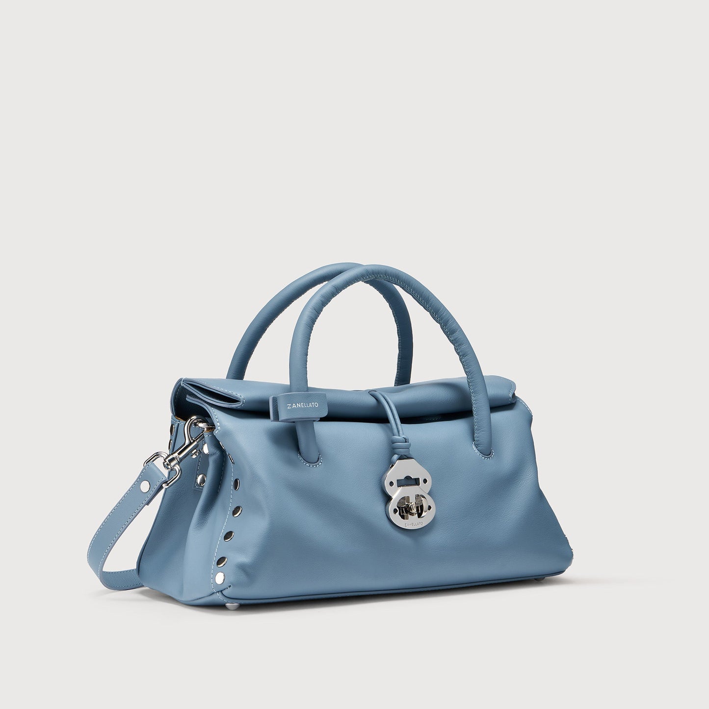 Borsa a Mano Savellini Vera Small in Ecopelle Liscia — Blu Oceano