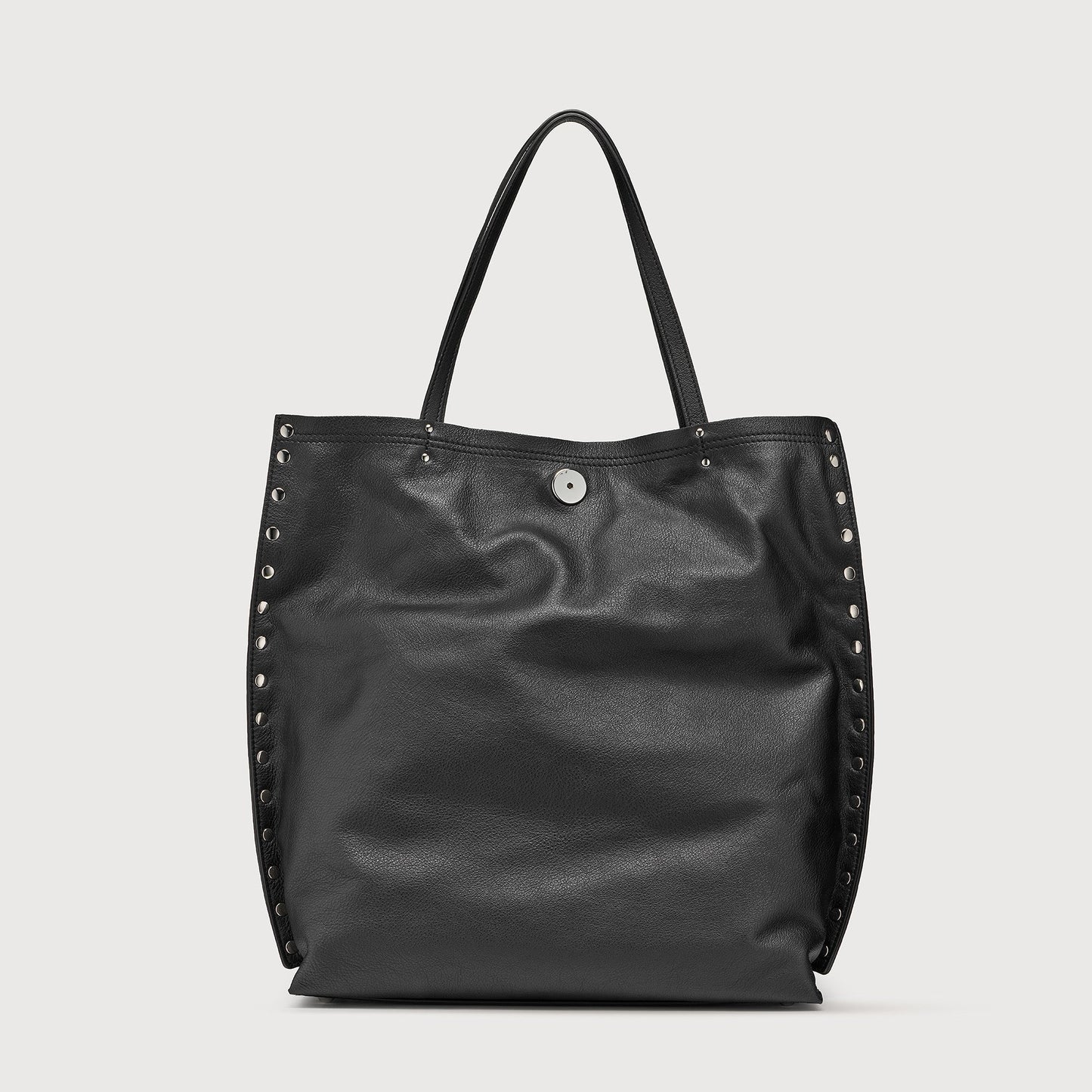 Borsa Shopper Savellini Mila in Ecopelle Liscia — Nero Ardesia