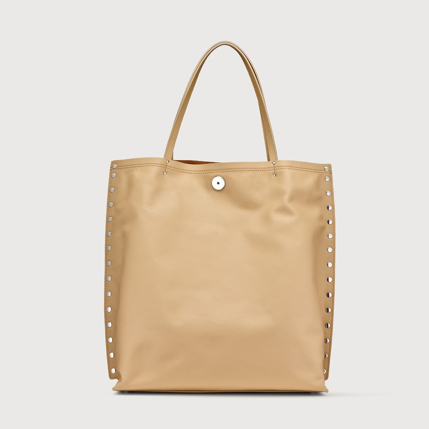 Borsa Shopper Savellini Mila in Ecopelle Liscia — Beige Naturale