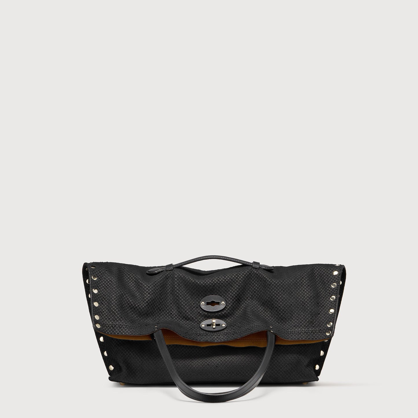 Borsa Shopper Savellini Mila in Ecopelle Stampata — Nero