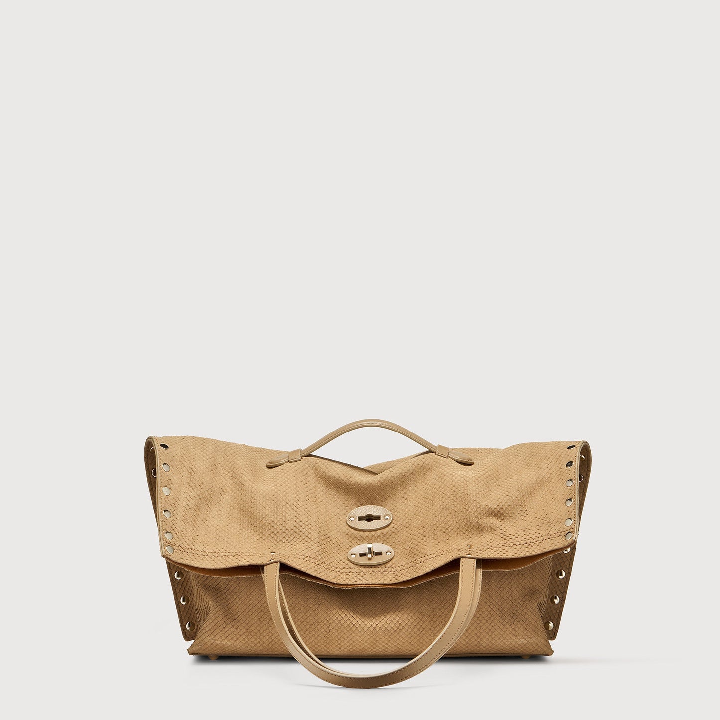 Borsa Shopper Savellini Mila in Ecopelle Stampata — Beige Sabbia