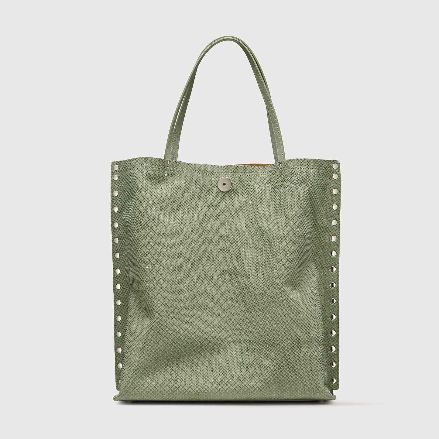 Borsa Shopper Savellini Mila in Ecopelle Stampata — Verde Salvia