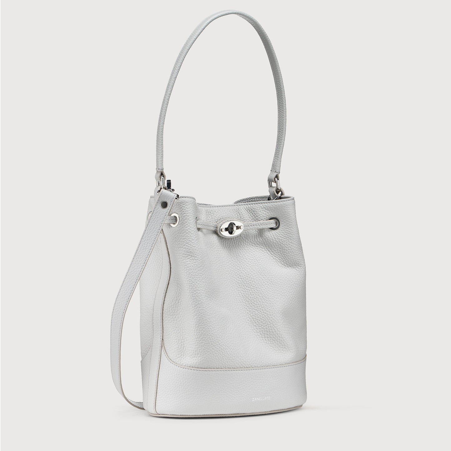 Borsa a Secchiello Savellini Luna in Ecopelle Martellata — Grigio Carrara