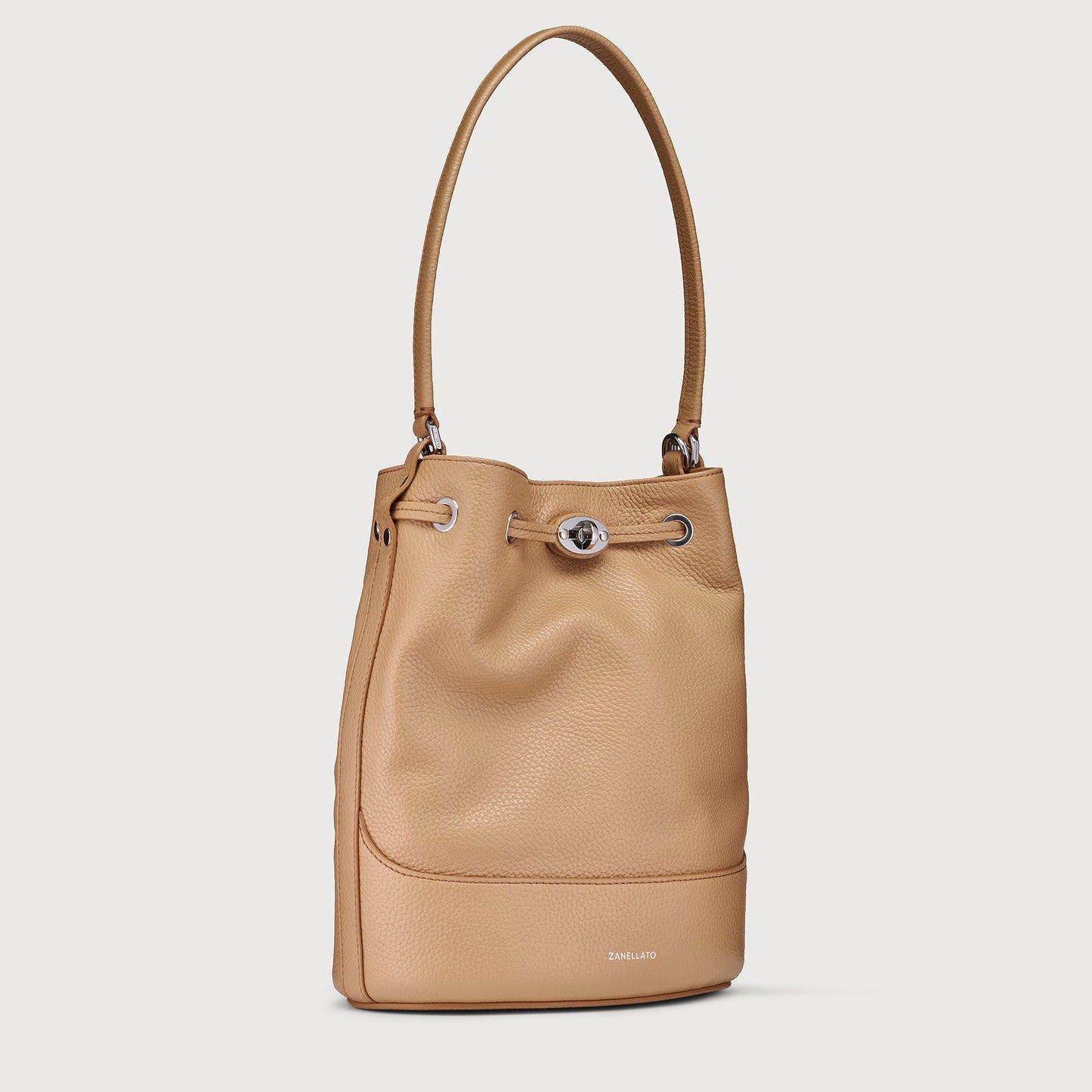 Borsa a Secchiello Savellini Luna in Ecopelle Martellata — Marrone Biscotto