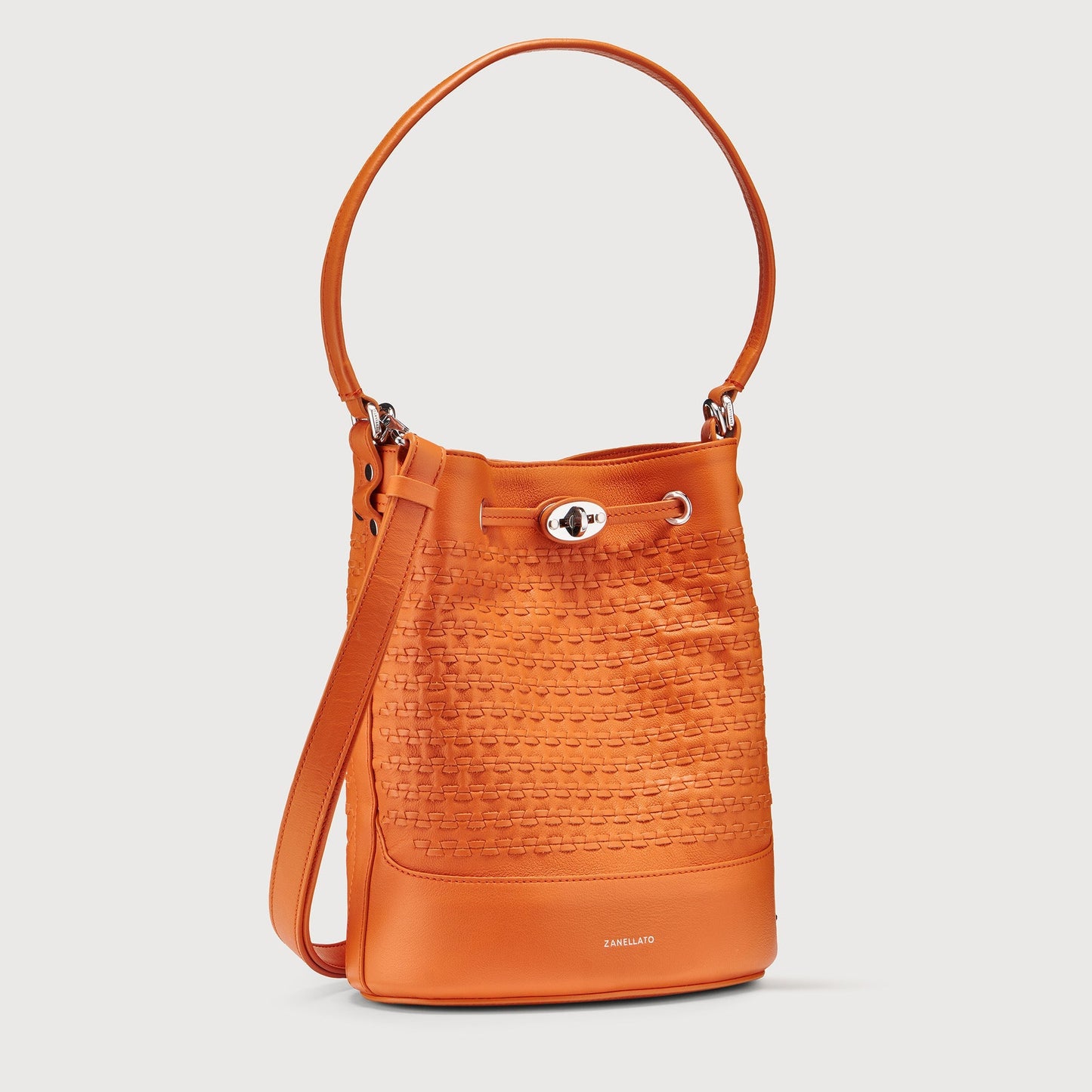 Borsa a Secchiello Savellini Luna in Suede Vegano — Arancio Sicilia