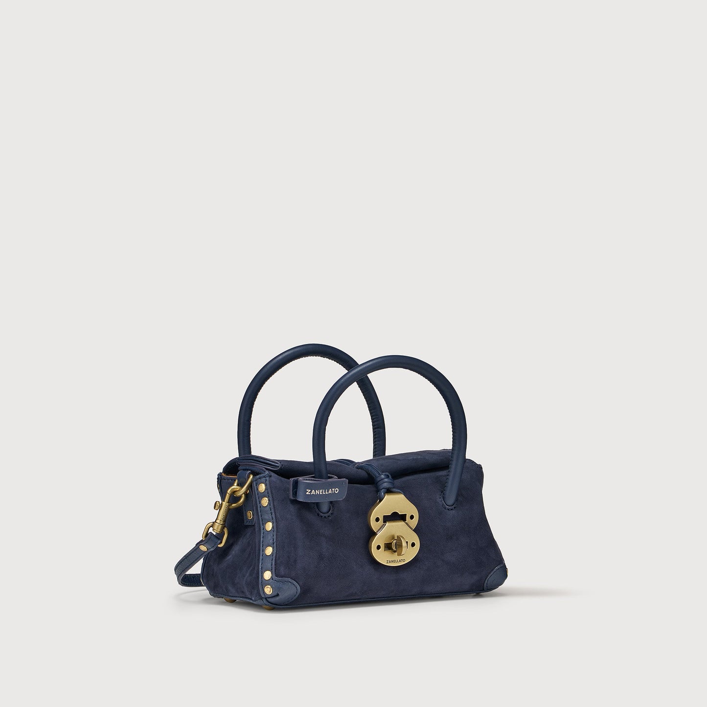 Borsa a Mano Savellini Vera Baby in Pelle di Cactus — Blu Notte