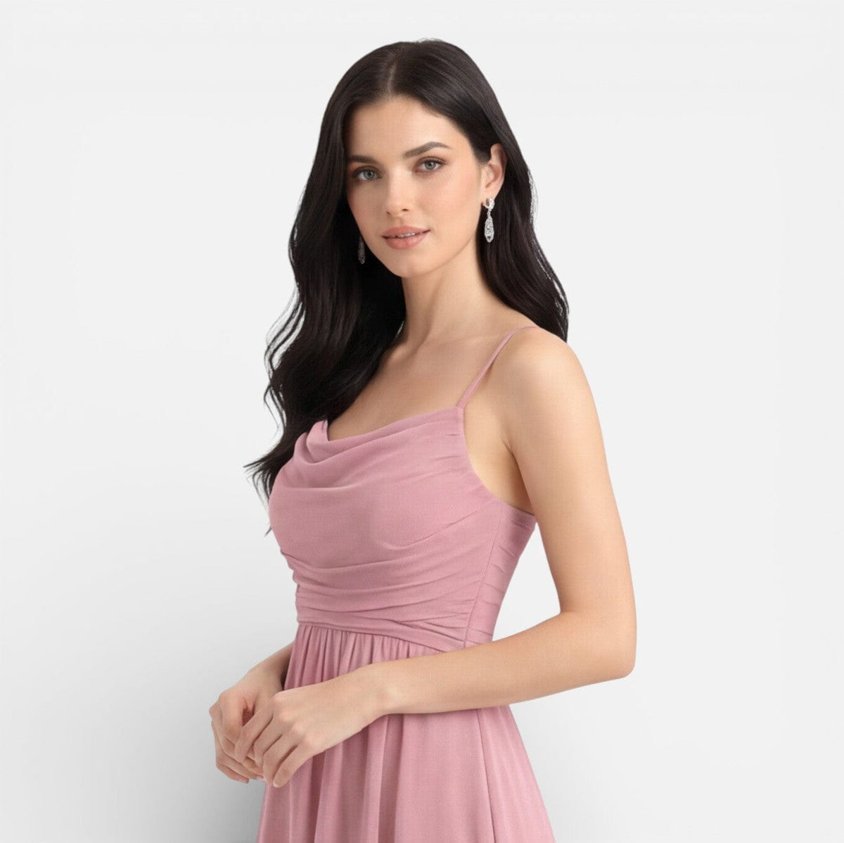 Abito Damigella Rosa da Matrimonio in Chiffon Fluido