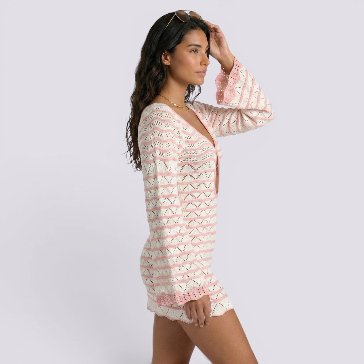 Abito Corto Donna da Spiaggia a Righe Boho