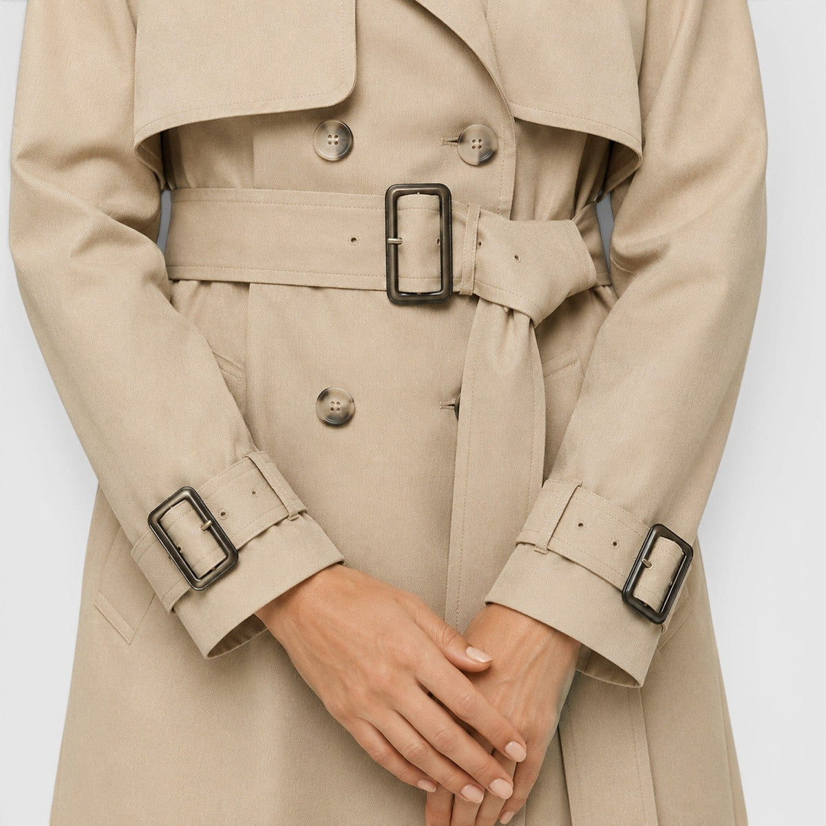 Trench Donna Leggero Lungo Doppiopetto con Cintura