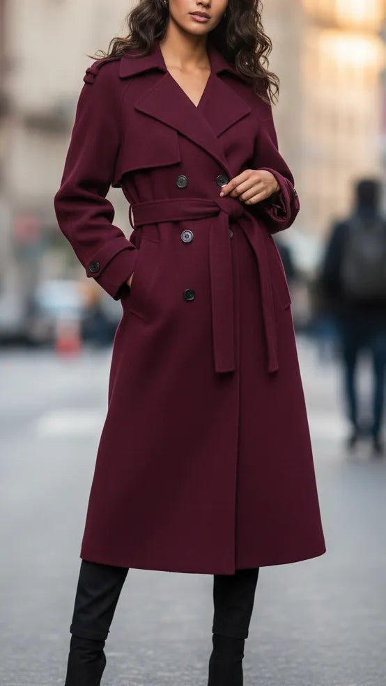 Trench da Donna Bordeaux — vista frontale