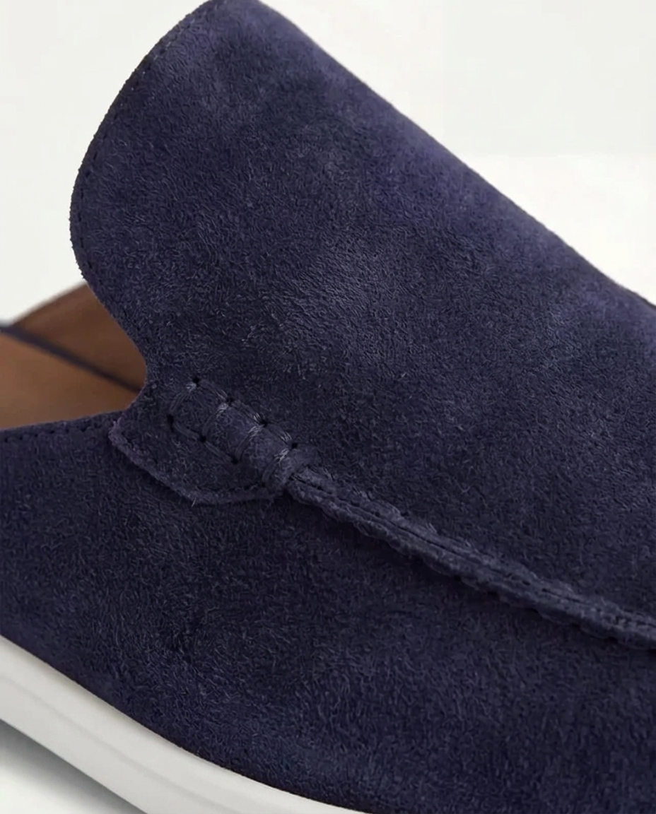 Mule uomo Yacht in camoscio blu navy | Slip-on elegante