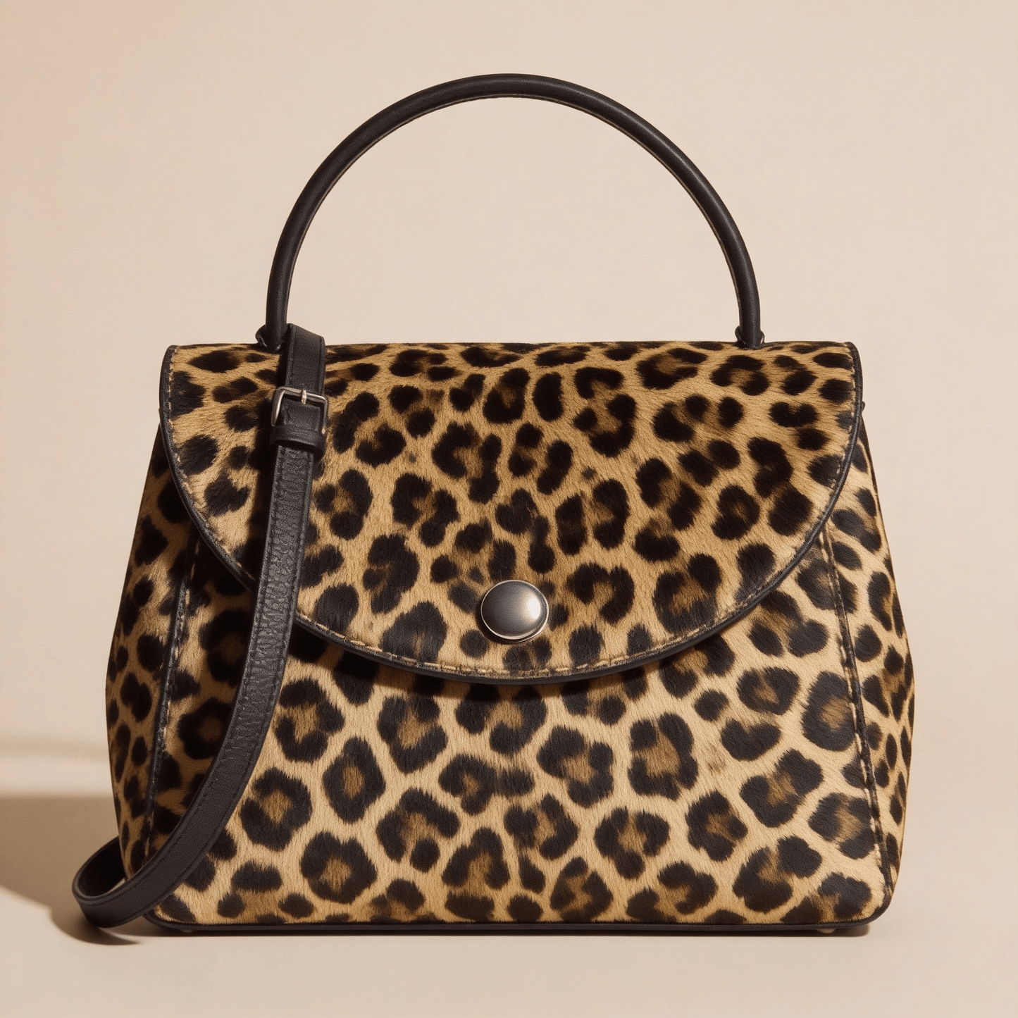 Borsa a Mano Savellini Aria Piccola Tessuto Nero Animalier