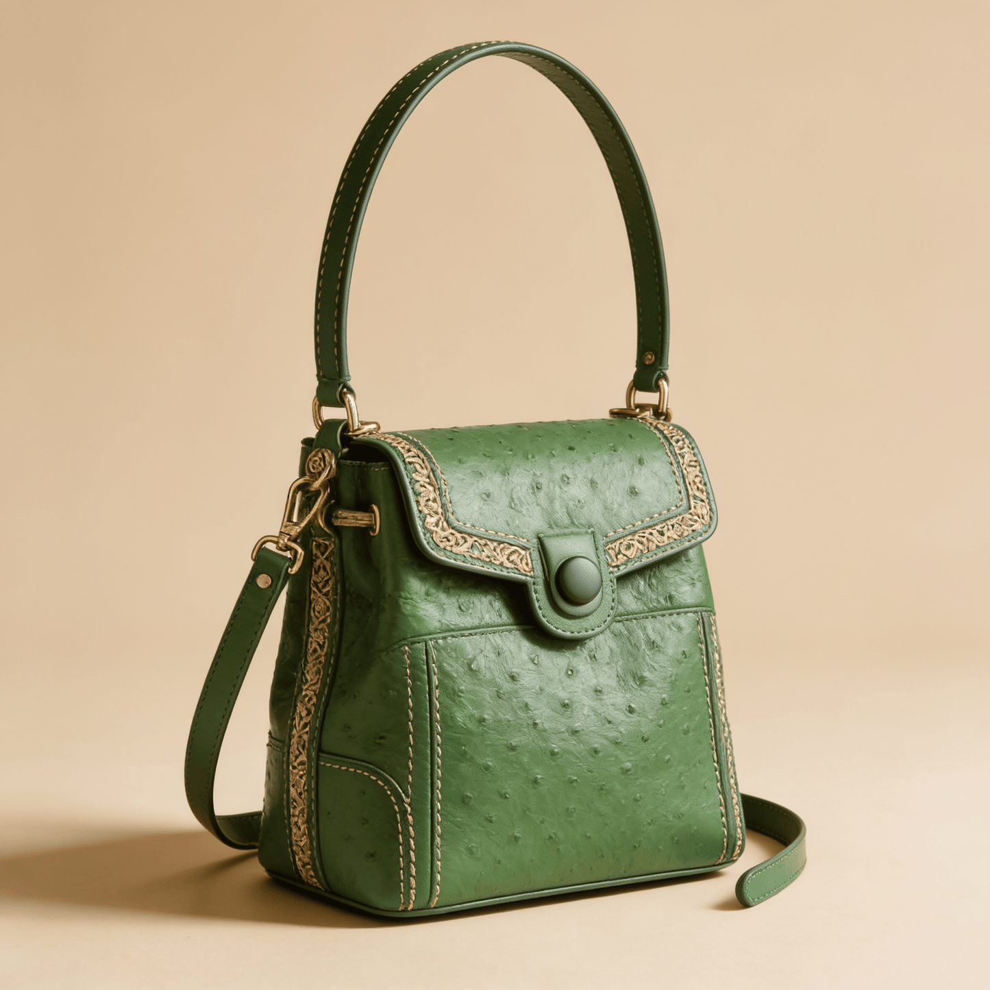 Borsa a Secchiello Savellini Luna in Pelle di Cactus — Verde Oliva