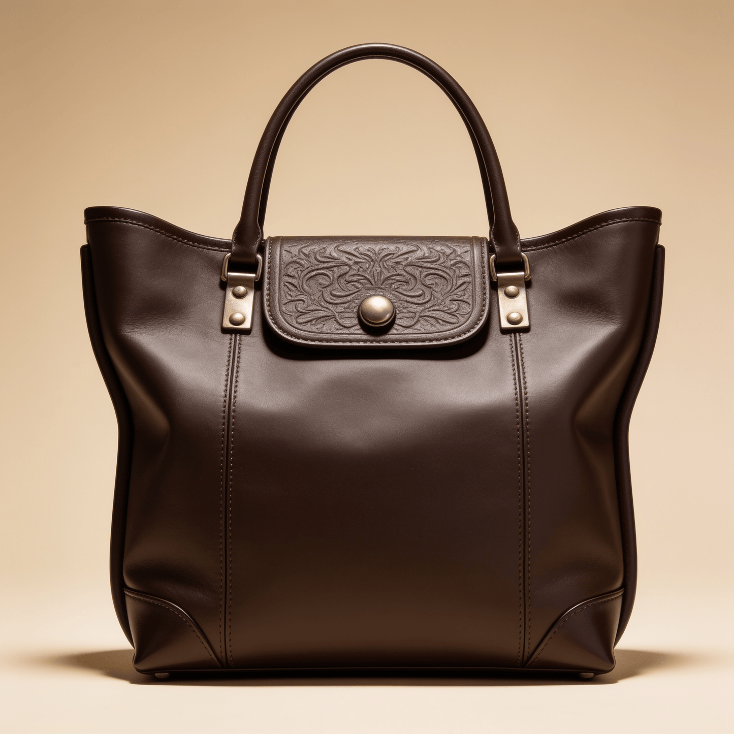 Borsa Shopper Savellini Mila in Tessuto — Marrone Noce