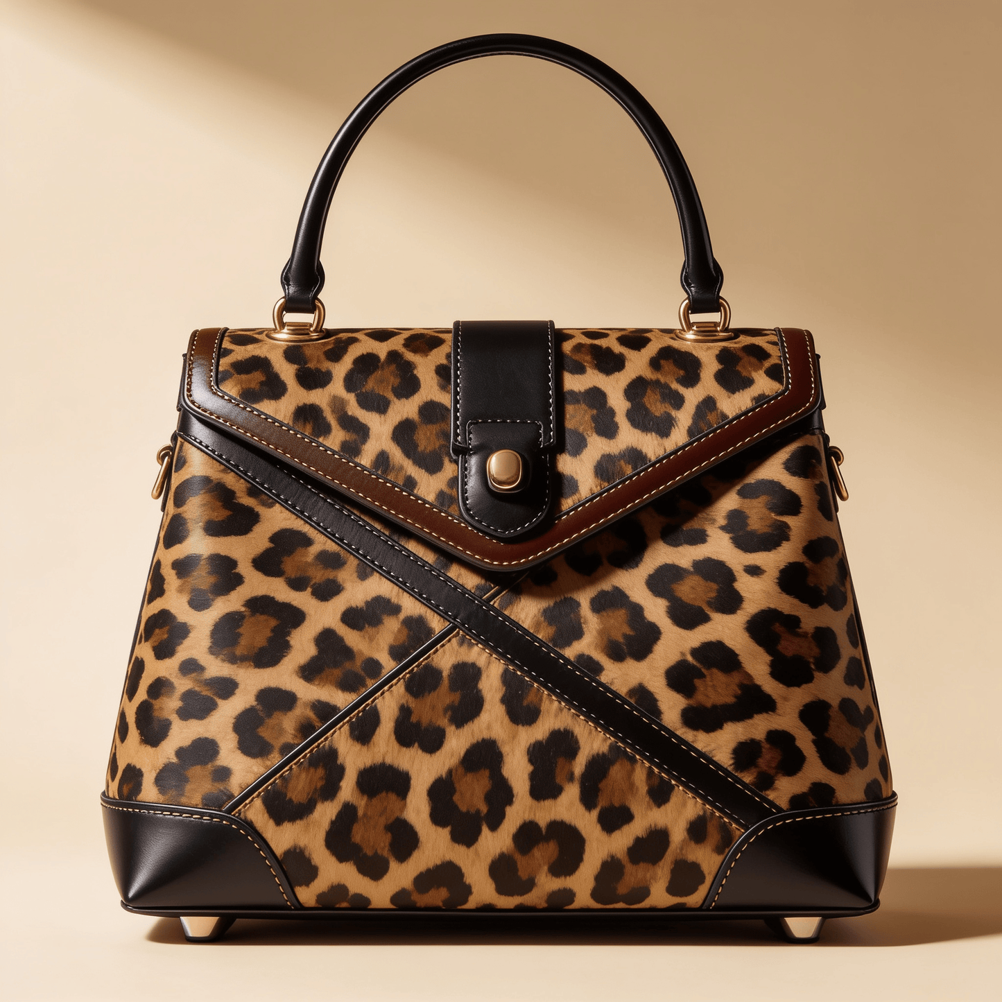 Borsa Shopper Savellini Mila in Tessuto — Nero Animalier