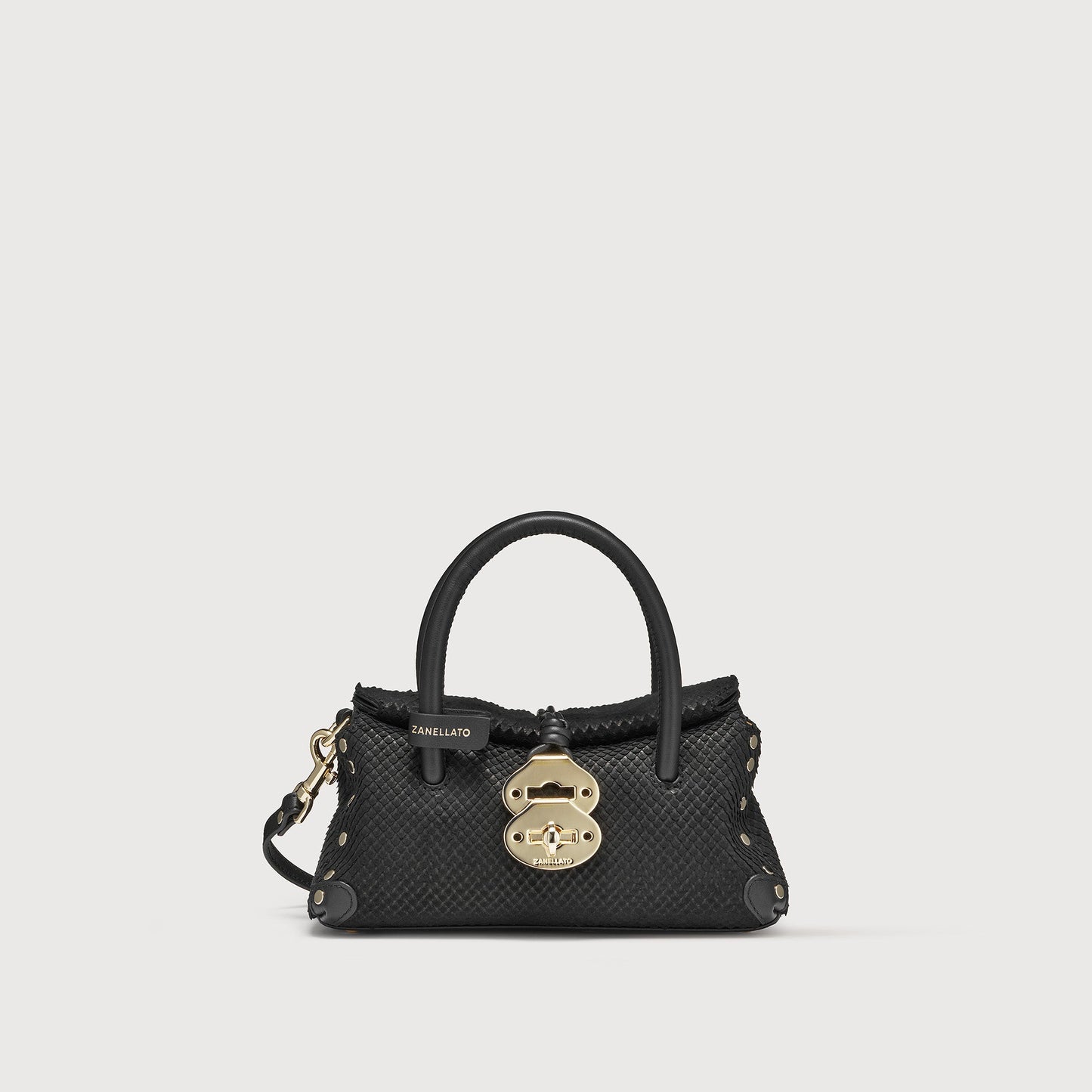 Borsa a Mano Savellini Vera Baby in Ecopelle Stampata — Nero