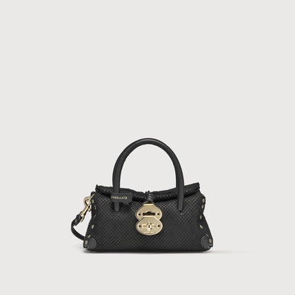 Borsa a Mano Savellini Vera Baby in Ecopelle Stampata — Nero