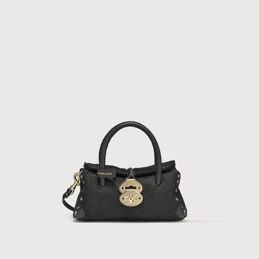 Borsa a Mano Savellini Vera Baby in Ecopelle Stampata — Nero