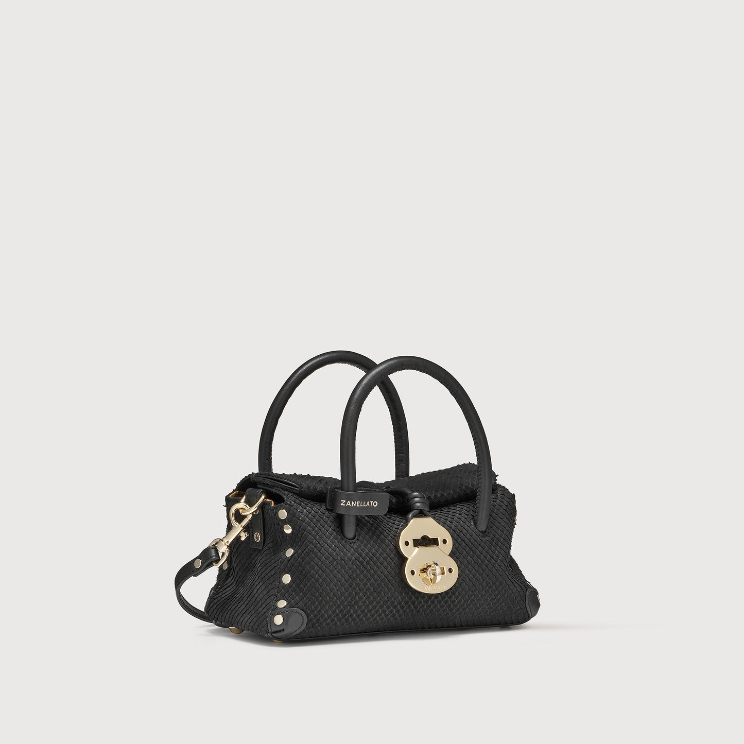 Borsa a Mano Savellini Vera Baby in Ecopelle Stampata — Nero