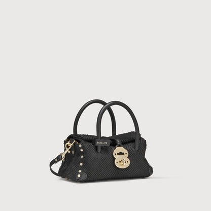 Borsa a Mano Savellini Vera Baby in Ecopelle Stampata — Nero