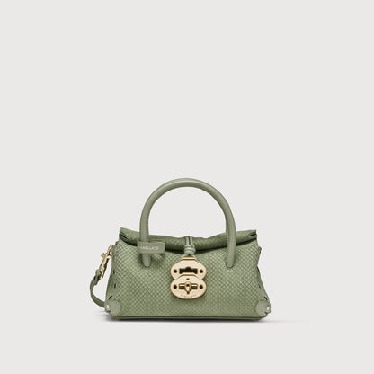 Borsa a Mano Savellini Vera Baby in Ecopelle Stampata — Verde Salvia