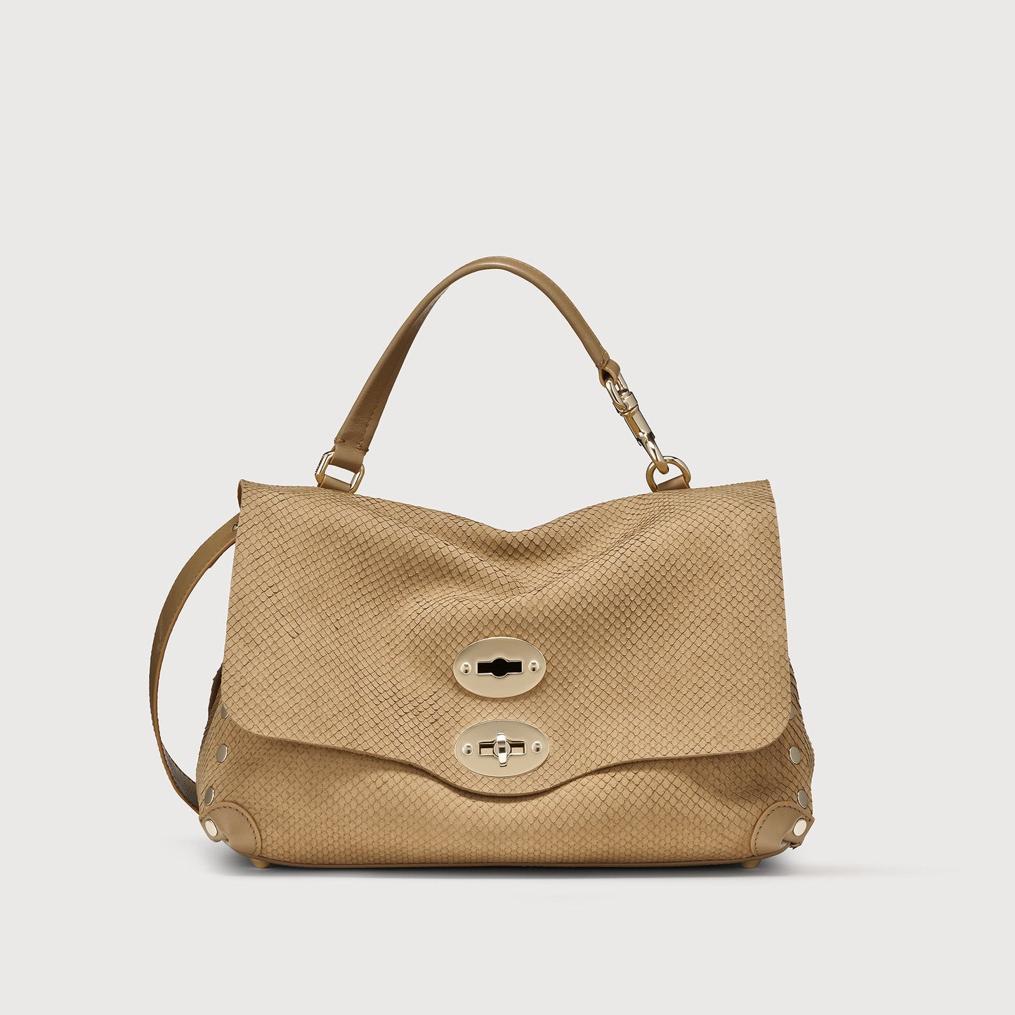 Borsa a Mano Savellini Aria Small in Ecopelle Stampata — Beige Sabbia