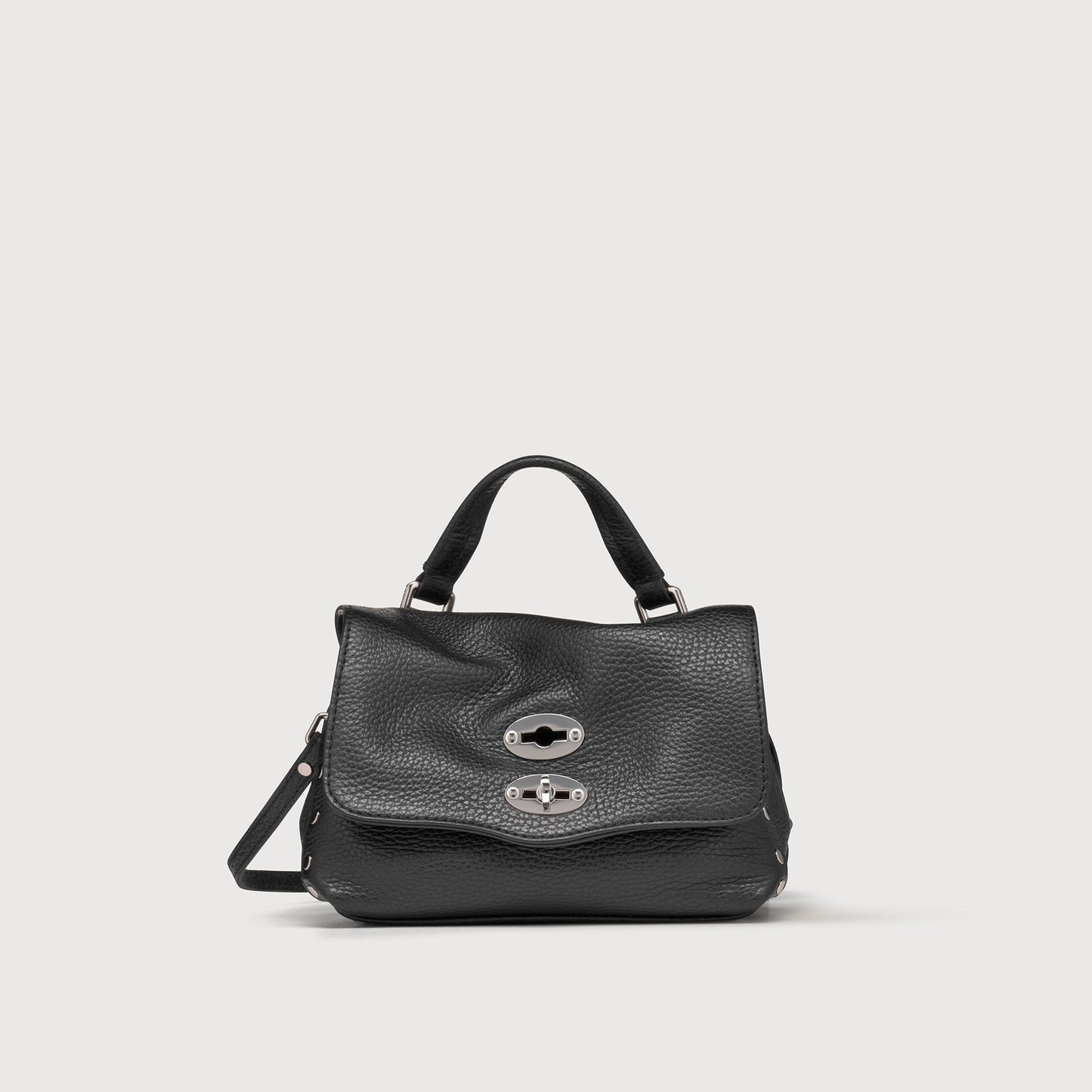 Borsa a Mano Savellini Aria Baby in Ecopelle Martellata — Nero
