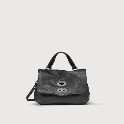 Borsa a Mano Savellini Aria Baby in Ecopelle Martellata — Nero
