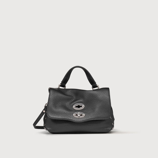 Borsa a Mano Savellini Aria Baby in Ecopelle Martellata — Nero
