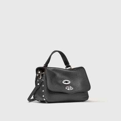 Borsa a Mano Savellini Aria Baby in Ecopelle Martellata — Nero