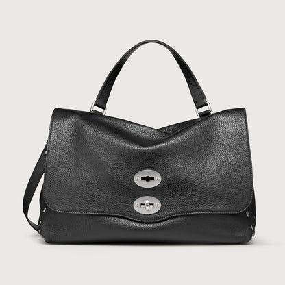 Borsa a Mano Savellini Aria Medium in Ecopelle Martellata — Nero