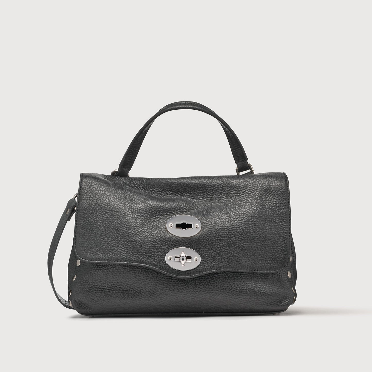 Borsa a Mano Savellini Aria Small in Ecopelle Martellata — Nero