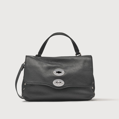 Borsa a Mano Savellini Aria Small in Ecopelle Martellata — Nero