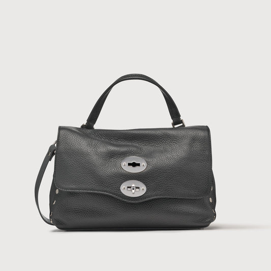 Borsa a Mano Savellini Aria Small in Ecopelle Martellata — Nero