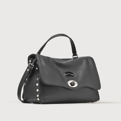 Borsa a Mano Savellini Aria Small in Ecopelle Martellata — Nero