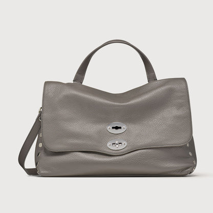 Borsa a Mano Savellini Aria Medium in Ecopelle Martellata — Grigio Perla