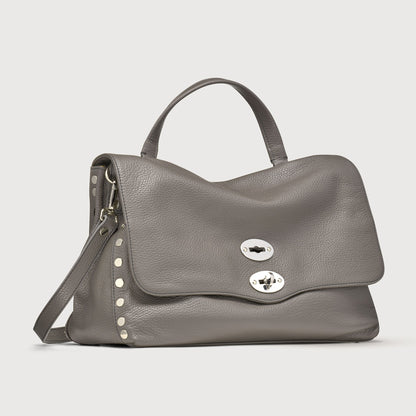 Borsa a Mano Savellini Aria Medium in Ecopelle Martellata — Grigio Perla