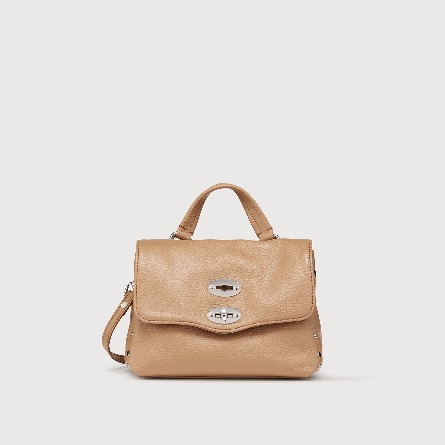 Borsa a Mano Savellini Aria Baby in Ecopelle Martellata — Marrone Biscotto