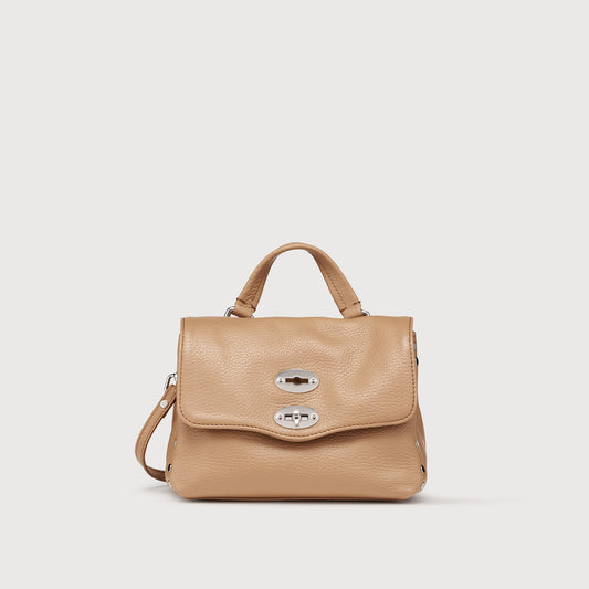 Borsa a Mano Savellini Aria Baby in Ecopelle Martellata — Marrone Biscotto