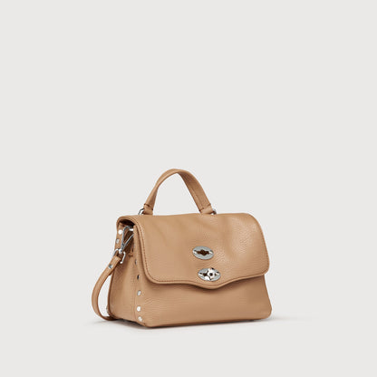 Borsa a Mano Savellini Aria Baby in Ecopelle Martellata — Marrone Biscotto