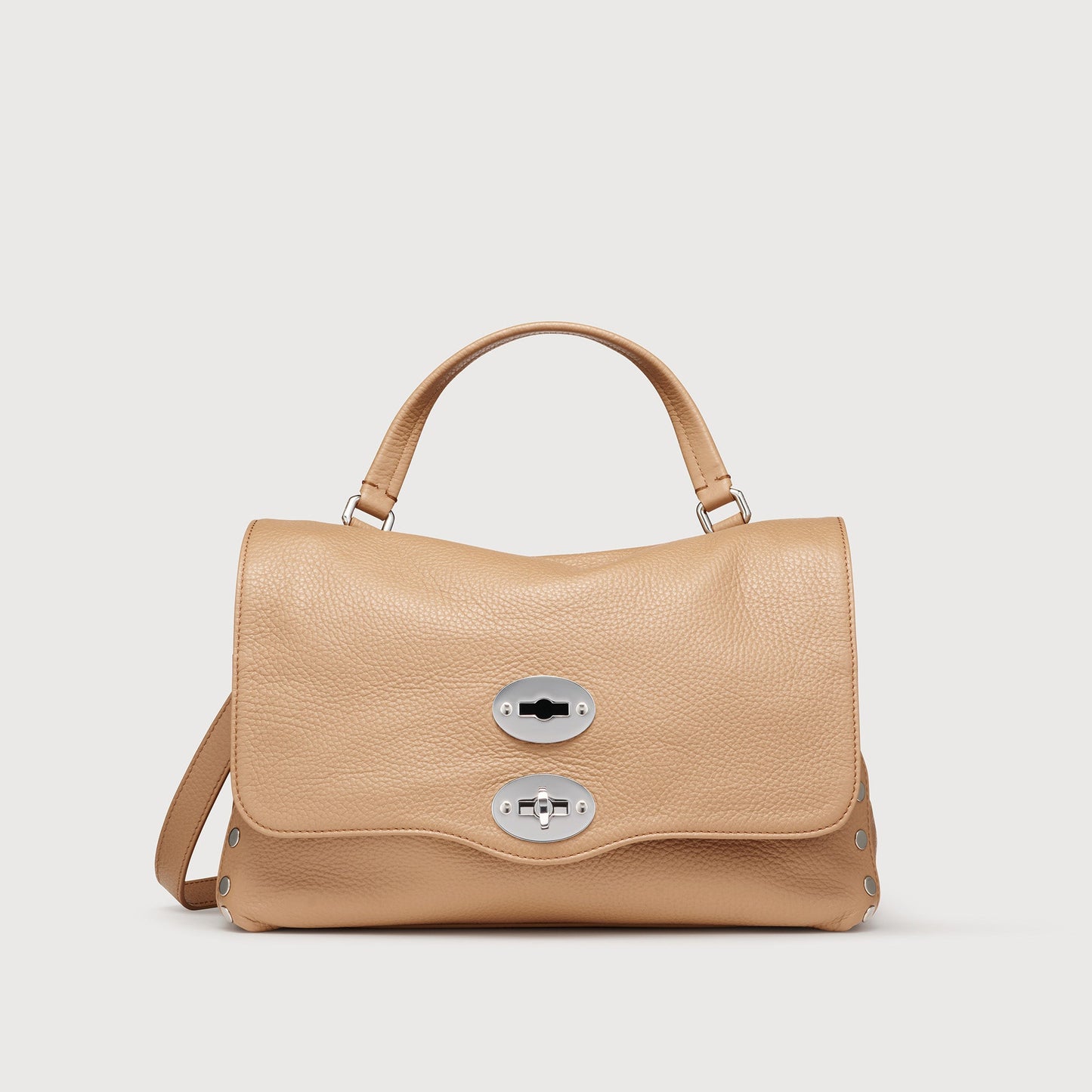 Borsa a Mano Savellini Aria Small in Ecopelle Martellata — Marrone Biscotto