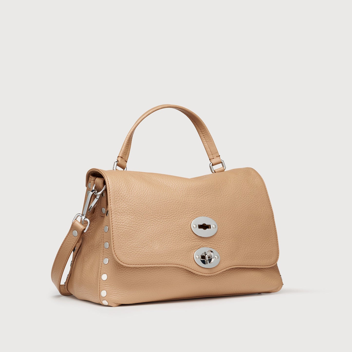 Borsa a Mano Savellini Aria Small in Ecopelle Martellata — Marrone Biscotto