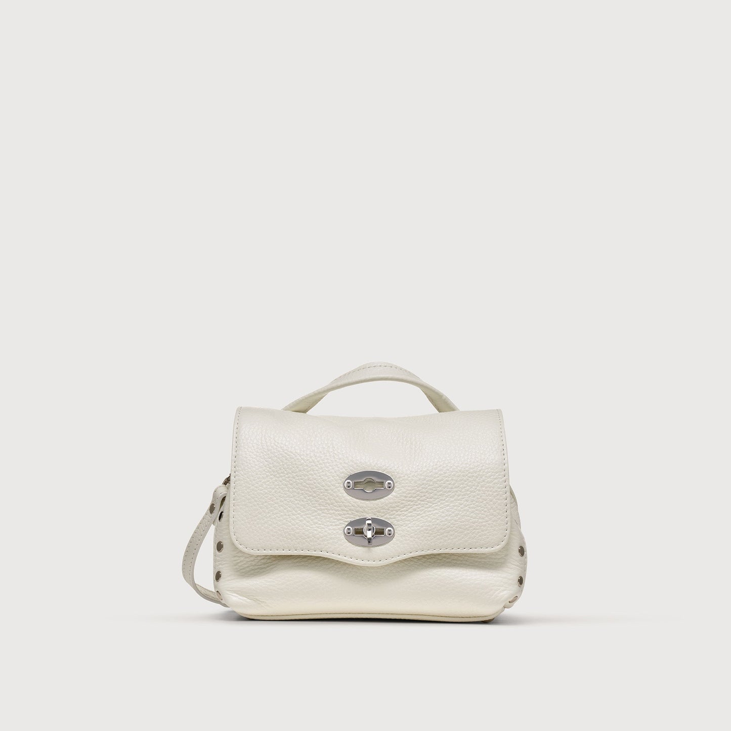 Borsa a Mano Savellini Aria Baby in Ecopelle Martellata — Bianco Latte